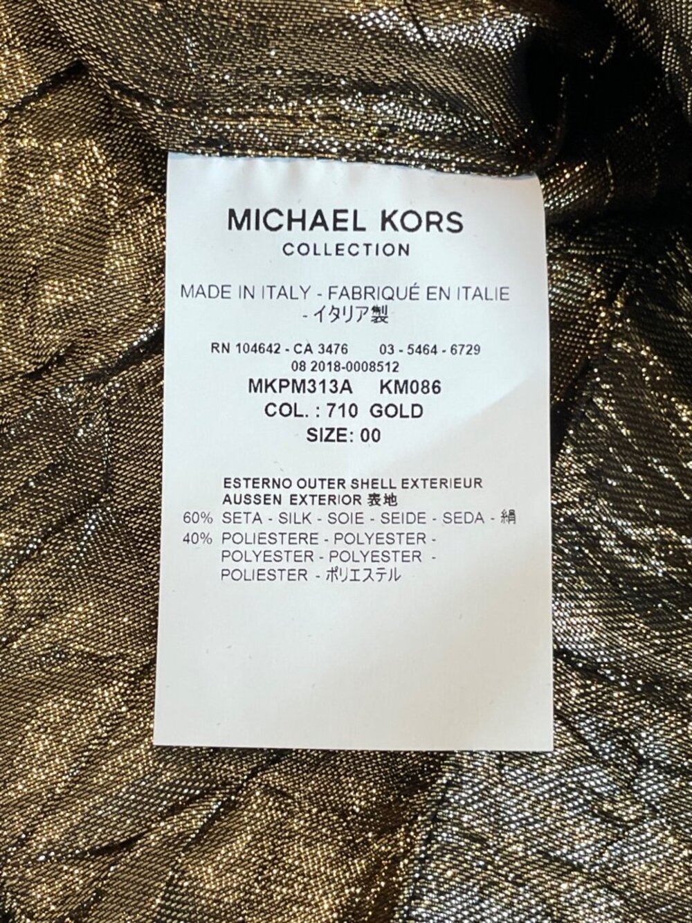 Michael Kors Collection Resort 2019 Runway Bell-Sleeve Crushed-Lame Peasant Top - Picture 12 of 14